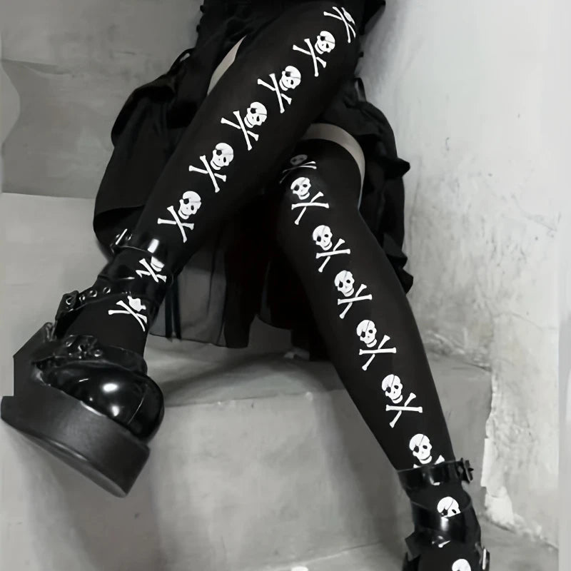 Knee Socks Skull Crossbones Stockings