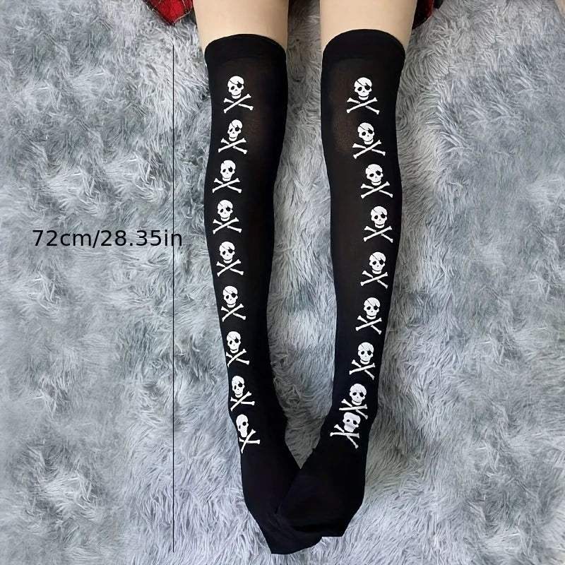 Knee Socks Skull Crossbones Stockings