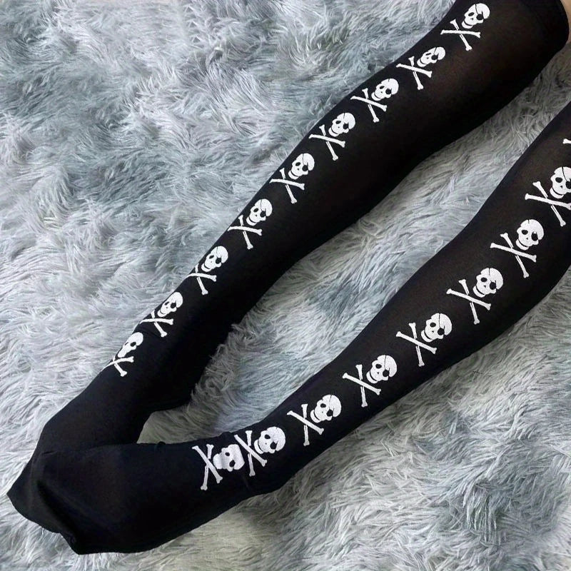 Knee Socks Skull Crossbones Stockings