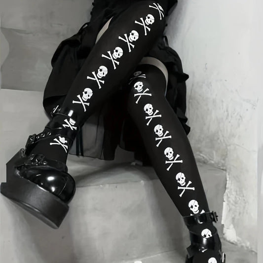 Knee Socks Skull Crossbones Stockings